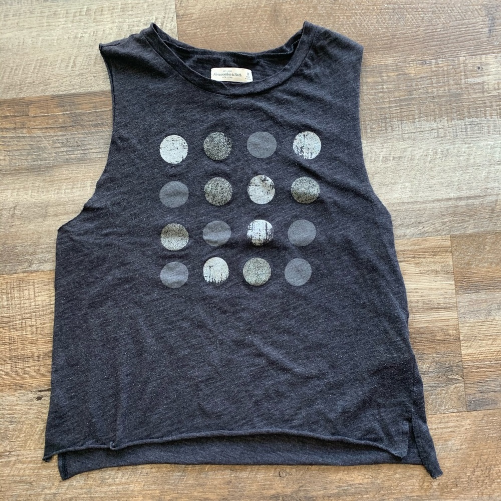 A&F Women’s M Heather Gray Polka Dot Muscle Tee